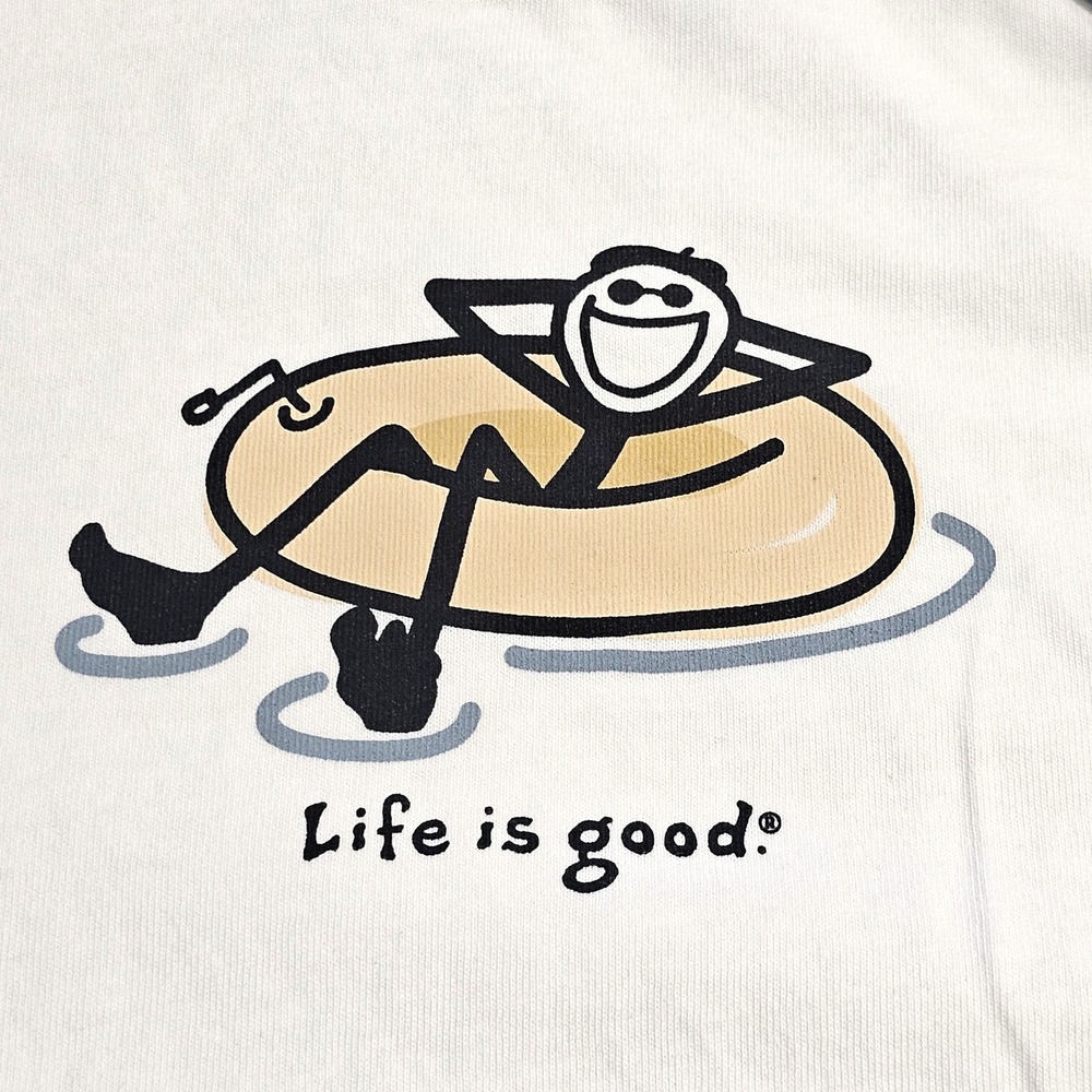Life is Good Mens Crusher Tee‎ White Jake Inner Tube Graphic Small